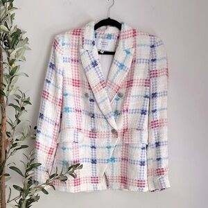 Maison d'Amelie white tweed dbl-breasted jacket  sz Med  rack